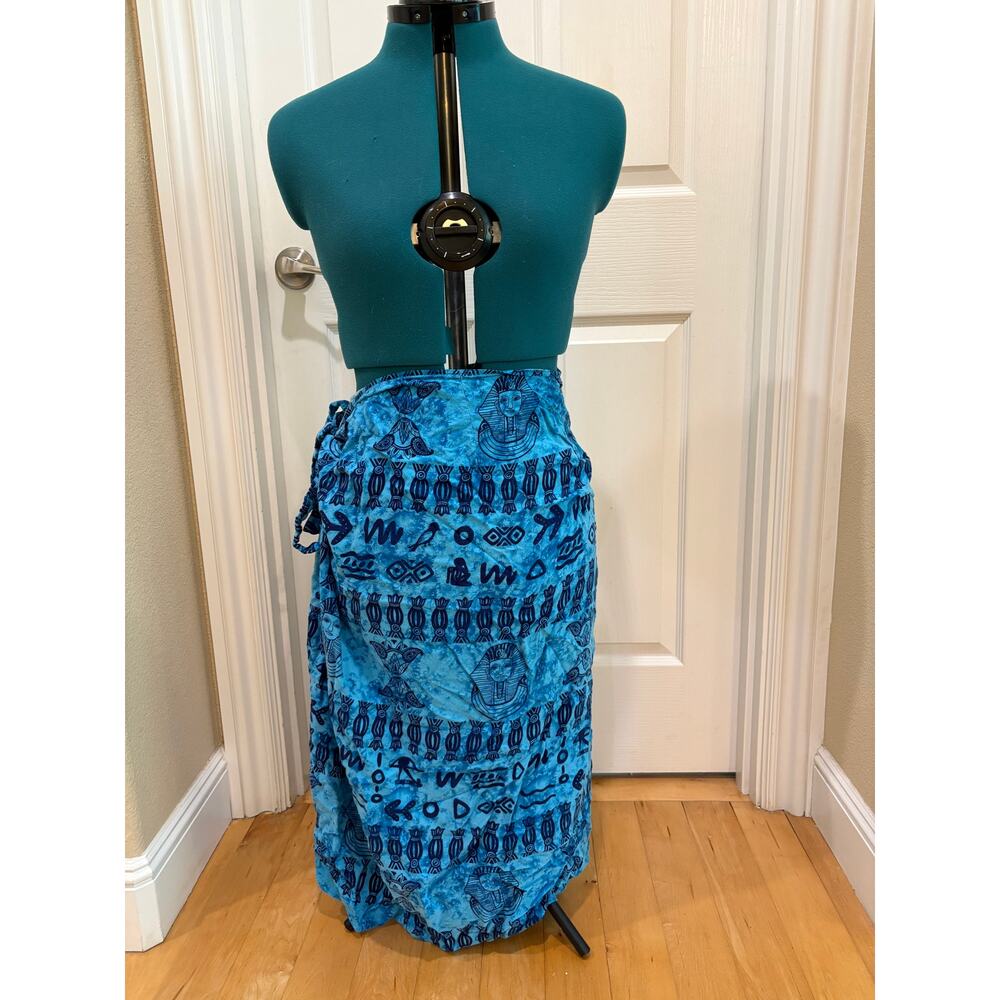 Women's One Size Summer Wrap w/ Blue Egyptian Print